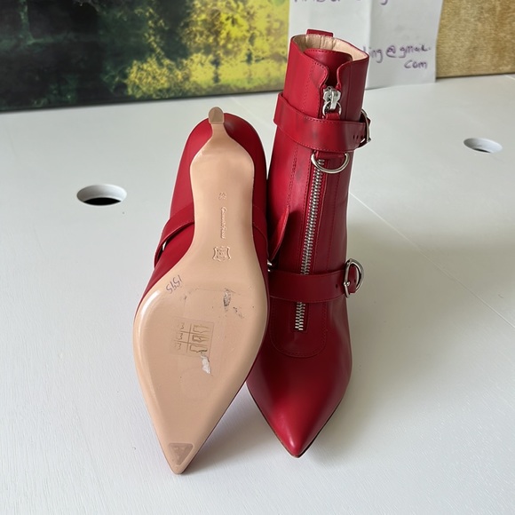 Gianvito Rossi red leather pointed toe stilettos heel ankle hi boots size 6.5M - Picture 12 of 13